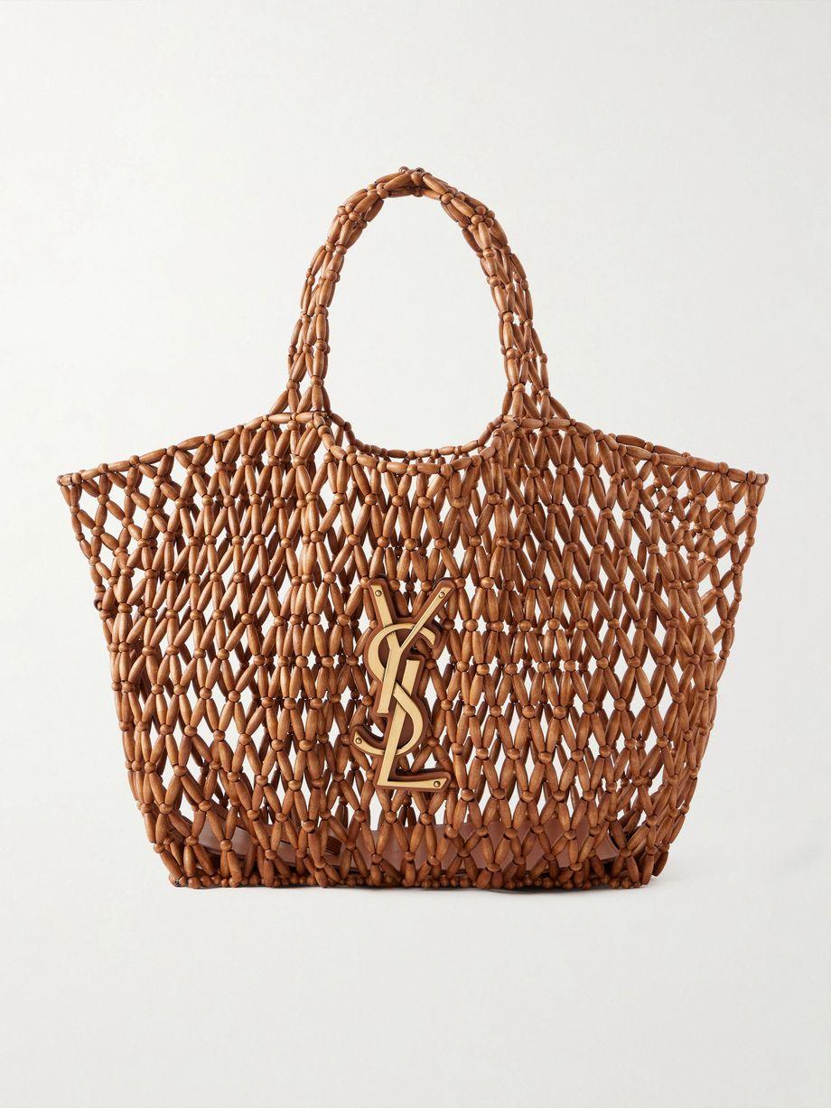Icare beaded wood tote by SAINT LAURENT