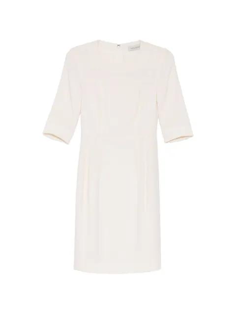 Ivory Tailored Wool Midi Dress by SAINT LAURENT 