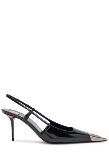 Jeanne 75 patent leather slingback pumps by SAINT LAURENT