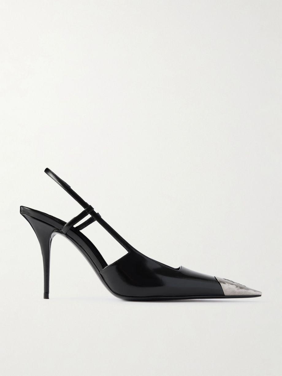 Jeanne embellished glossed-leather slingback pumps by SAINT LAURENT