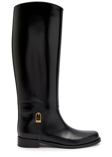 Julia glossed leather knee-high boots by SAINT LAURENT
