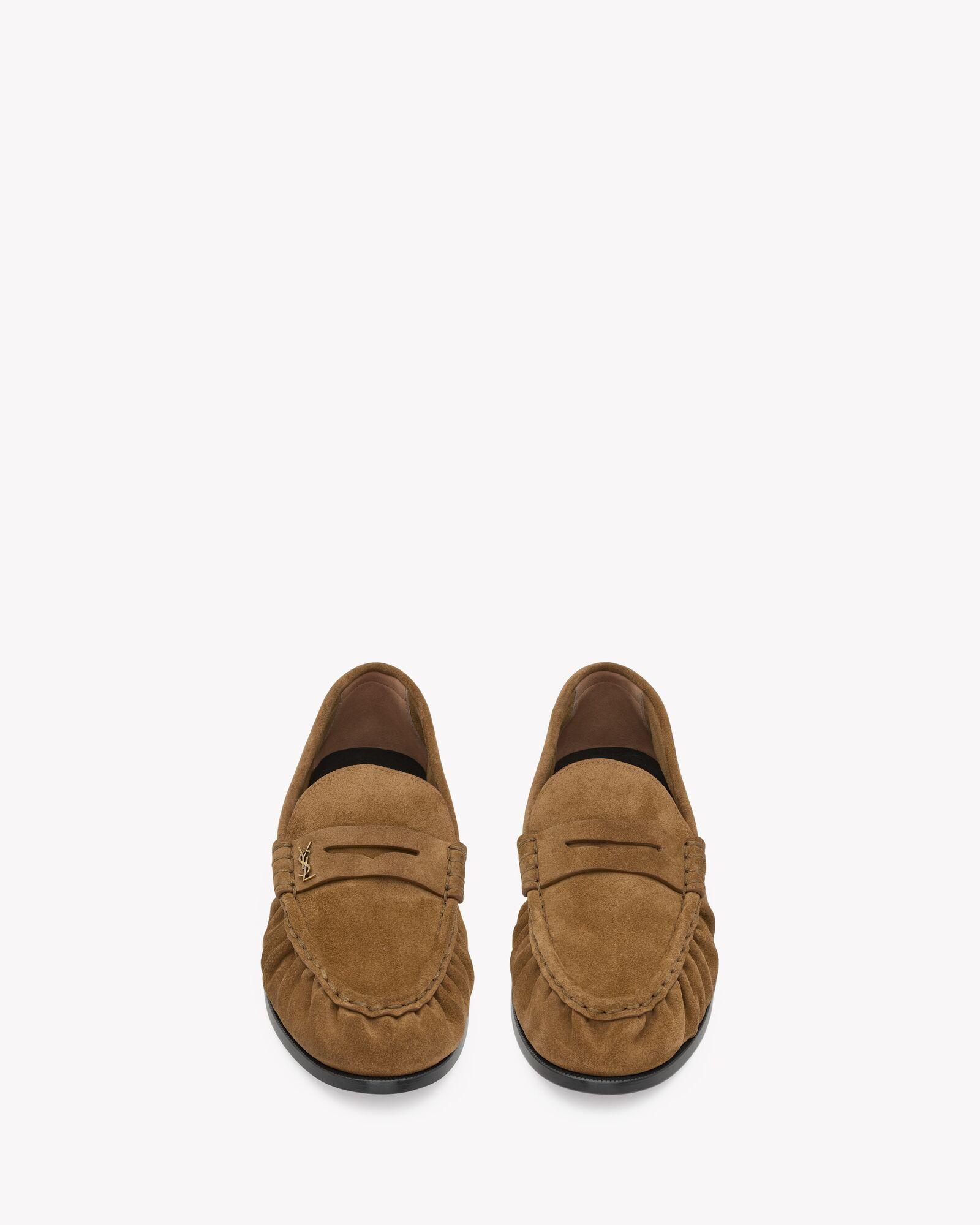 LE LOAFER penny slippers in suede by SAINT LAURENT