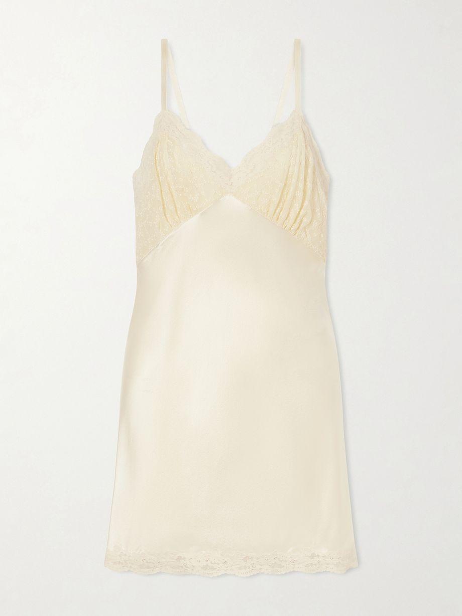 Lace-trimmed satin-satin mini dress by SAINT LAURENT