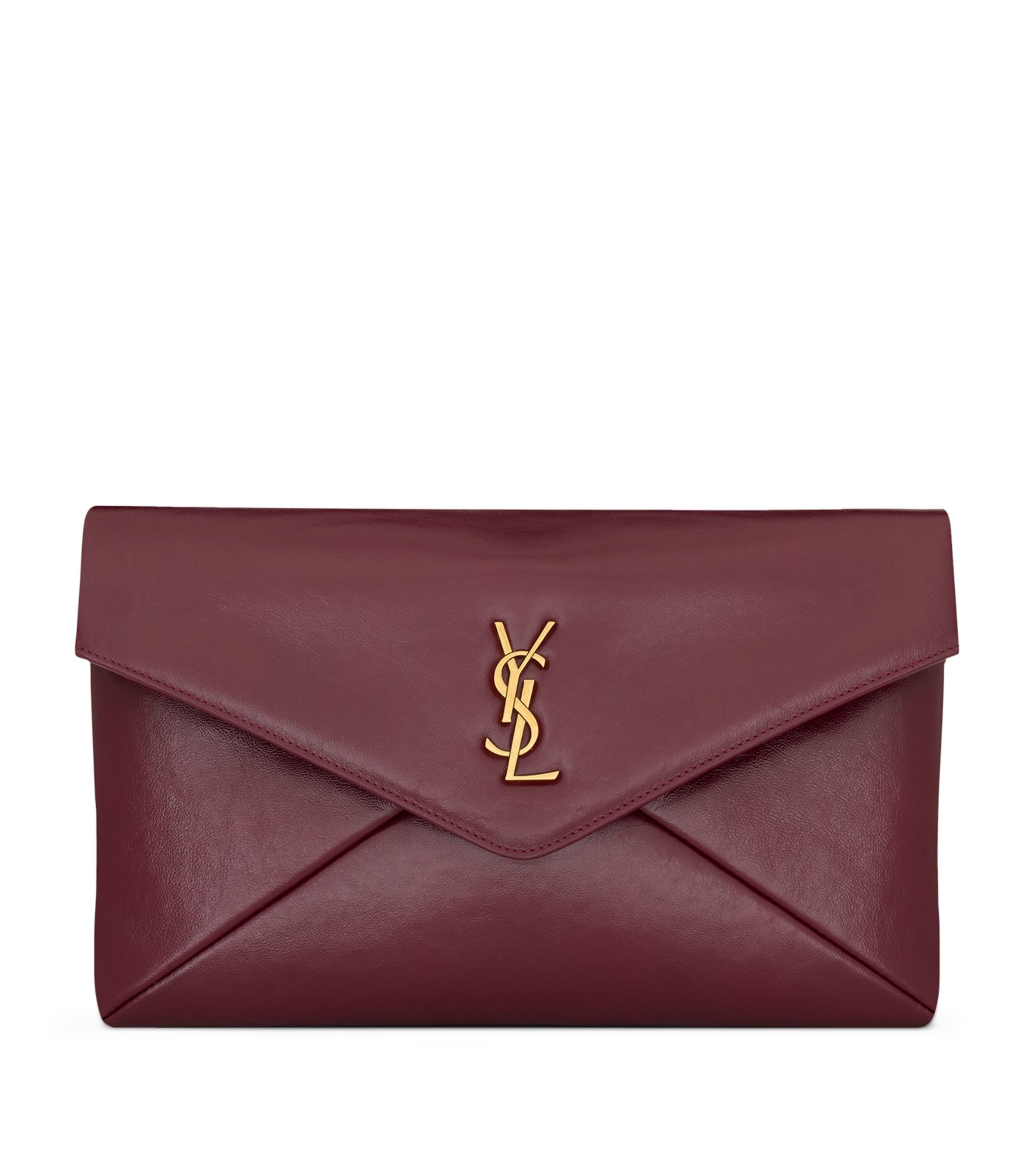 Large Leather Cassandre Envelope Pouch by SAINT LAURENT