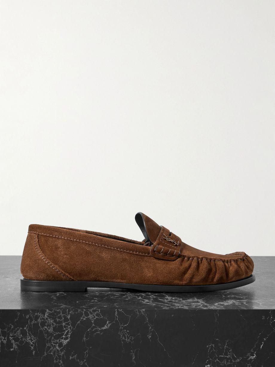 Laurent logo-embellished suede penny loafers by SAINT LAURENT