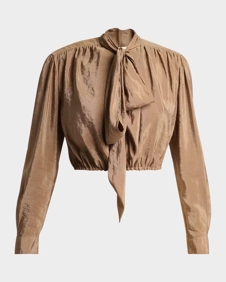 Lavallière Taffeta Crop Blouse by SAINT LAURENT