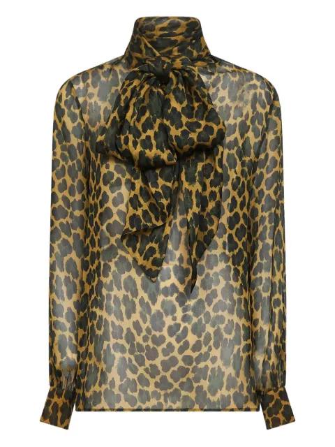 Lavallière leopard-print blouse by SAINT LAURENT