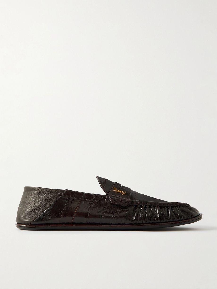 Le Loafer Logo-Embellished Collapsible-Heel Leather Penny Loafers by SAINT LAURENT