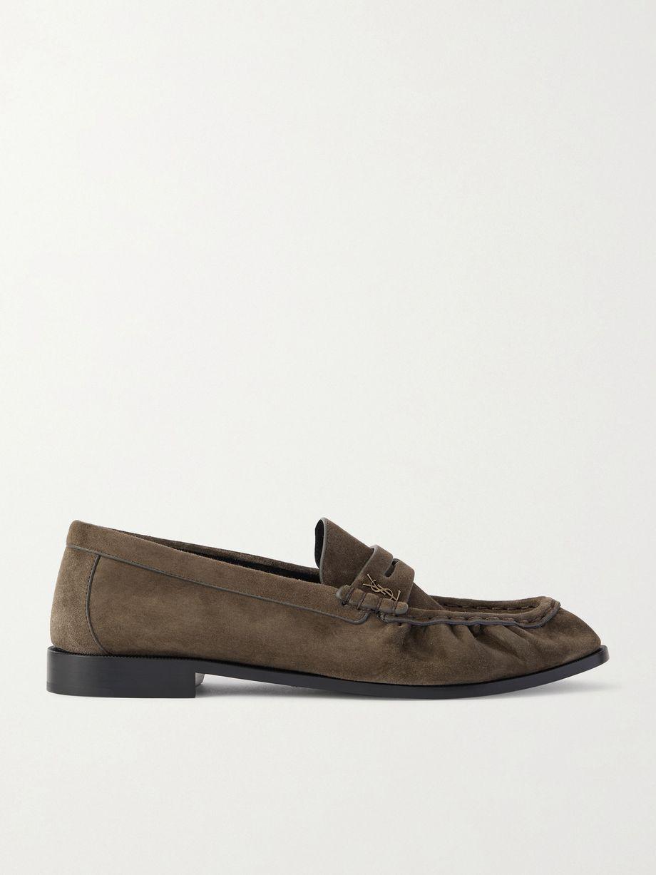 Le Loafer Monogram Logo-Appliquéd Suede Penny Loafers by SAINT LAURENT