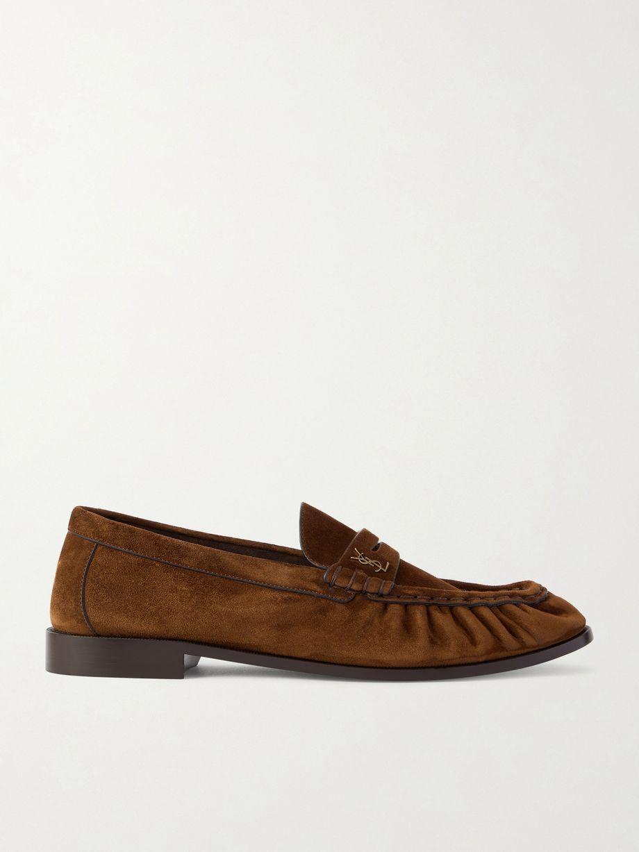 Le Loafer Monogram Logo-Appliquéd Suede Penny Loafers by SAINT LAURENT