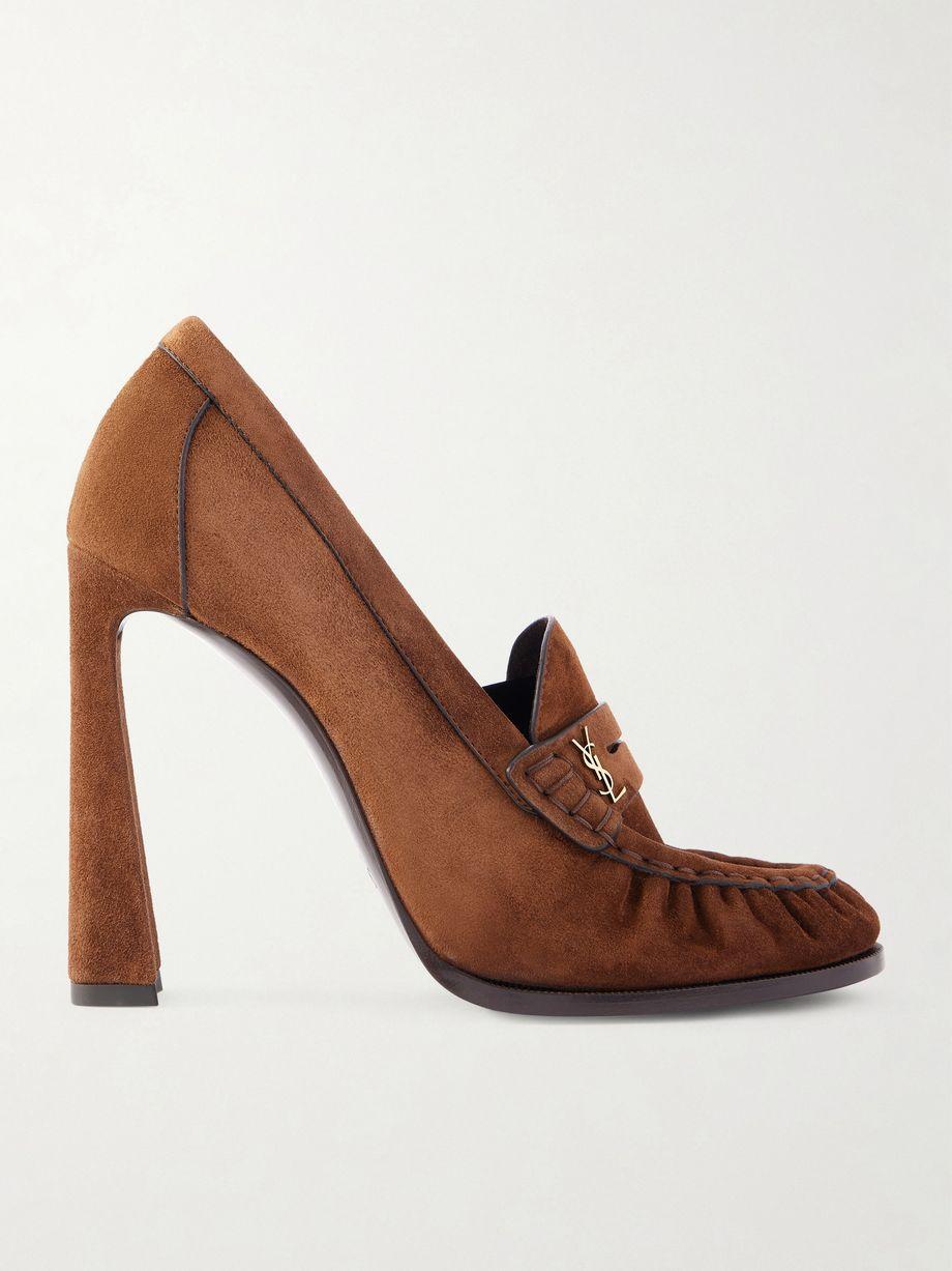 Le Loafer embellished suede pumps by SAINT LAURENT