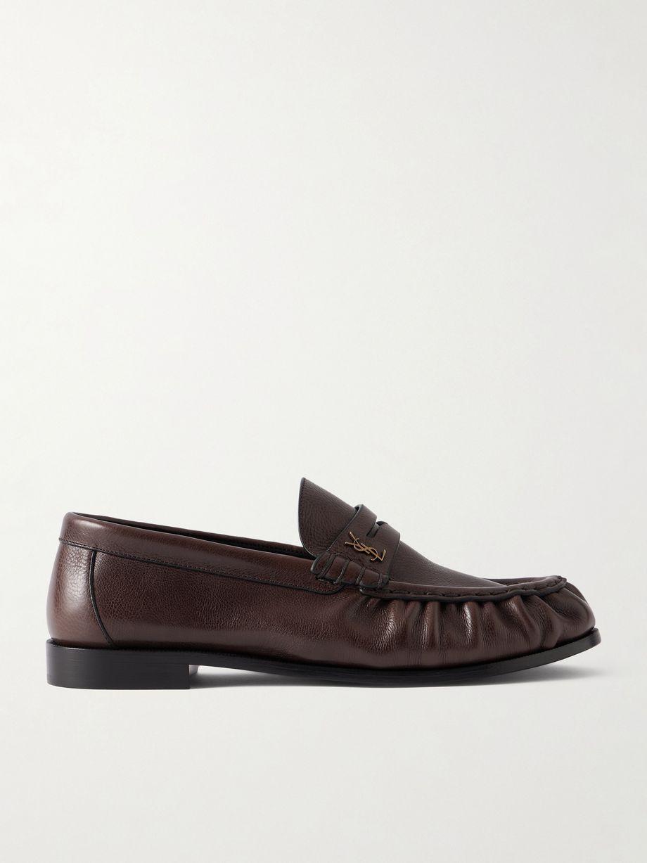 Le Loafer logo-embellished textured-leather loafers by SAINT LAURENT