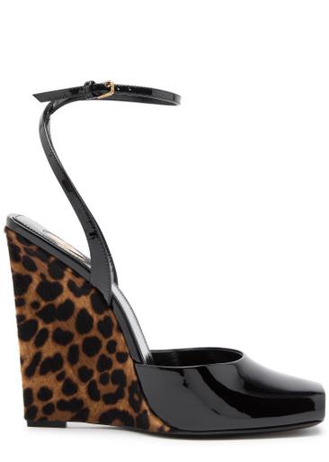Le Scandale 110 patent leather wedge sandals by SAINT LAURENT