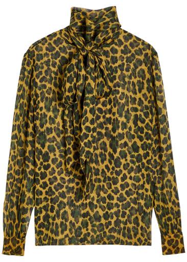 Leopard semi-sheer silk blouse by SAINT LAURENT