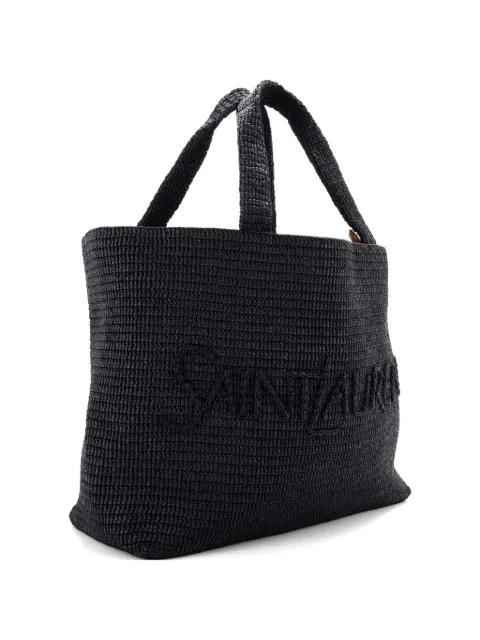 Logo Supple Embroidered Raffia tote bag by SAINT LAURENT 