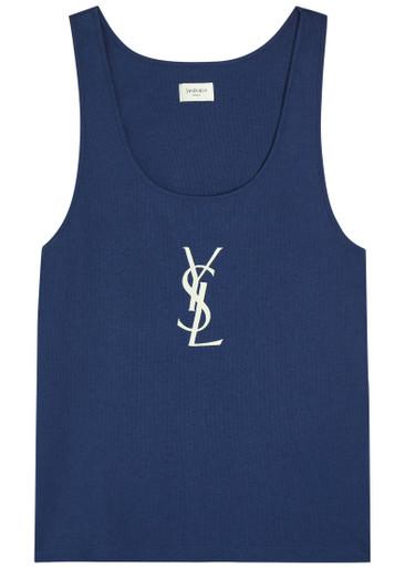 Logo-embroidered cotton vest by SAINT LAURENT