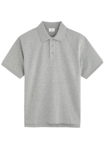 Logo-embroidered piqué cotton polo shirt by SAINT LAURENT
