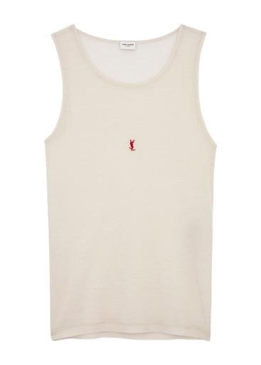 Logo-embroidered ribbed wool tank by SAINT LAURENT