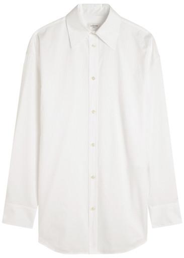 Logo-embroidered striped cotton shirt by SAINT LAURENT