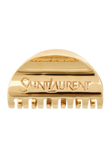 Logo-engraved brass hair clip by SAINT LAURENT