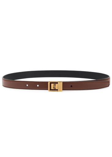 Logo-engraved leather belt by SAINT LAURENT