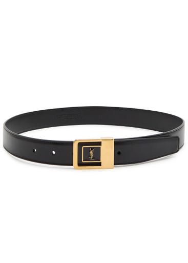 Logo-engraved leather belt by SAINT LAURENT