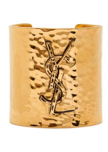 Logo hammered cuff by SAINT LAURENT
