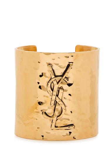 Logo hammered cuff by SAINT LAURENT
