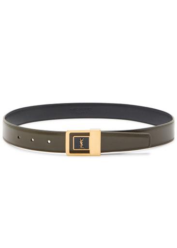 Logo-plaque leather belt by SAINT LAURENT