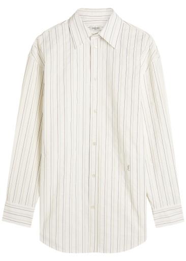 Logo stripe-embroidered cotton shirt by SAINT LAURENT