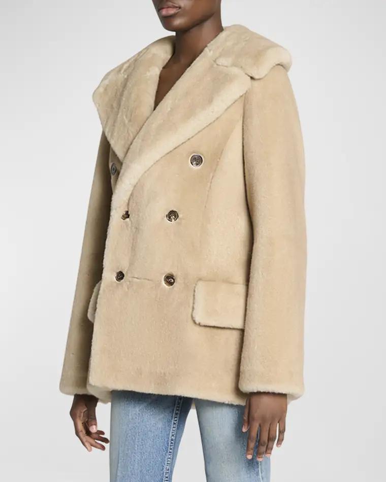 Manteau Double-Breasted Faux Fur Jacket by SAINT LAURENT