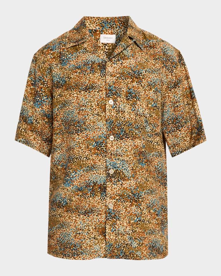 Men's Confetti Viscose Short-Sleeve Shirt by SAINT LAURENT