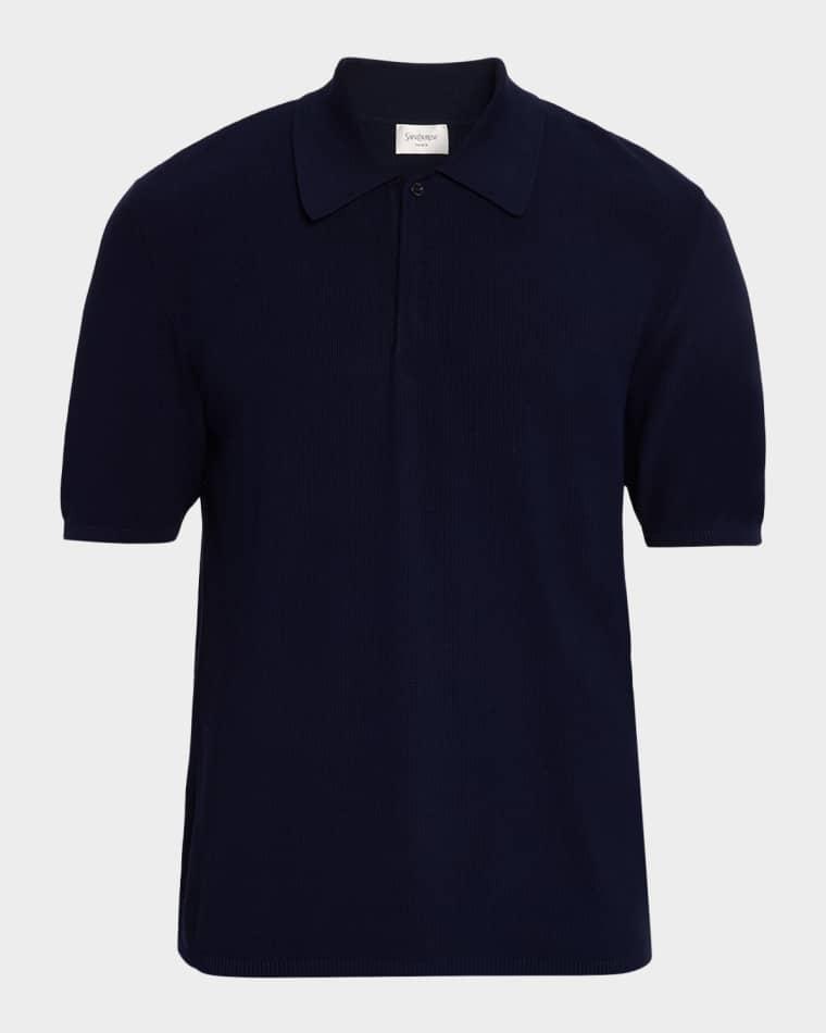 Men's Cotton Knit Short-Sleeve Polo Sweater by SAINT LAURENT