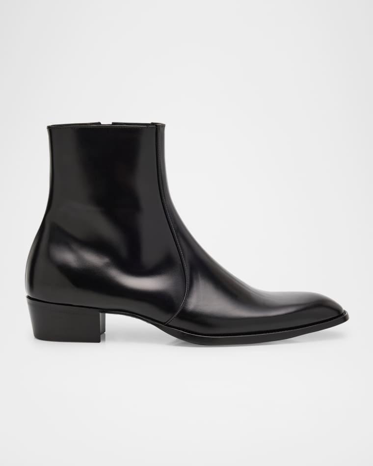Men's Roman 35 Leather Side-Zip Ankle Boots by SAINT LAURENT