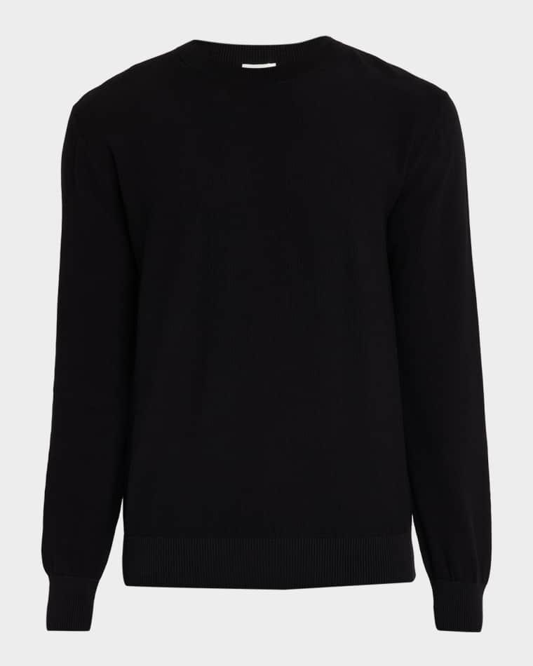 Men's Solid Cotton Crewneck Knit Sweater by SAINT LAURENT