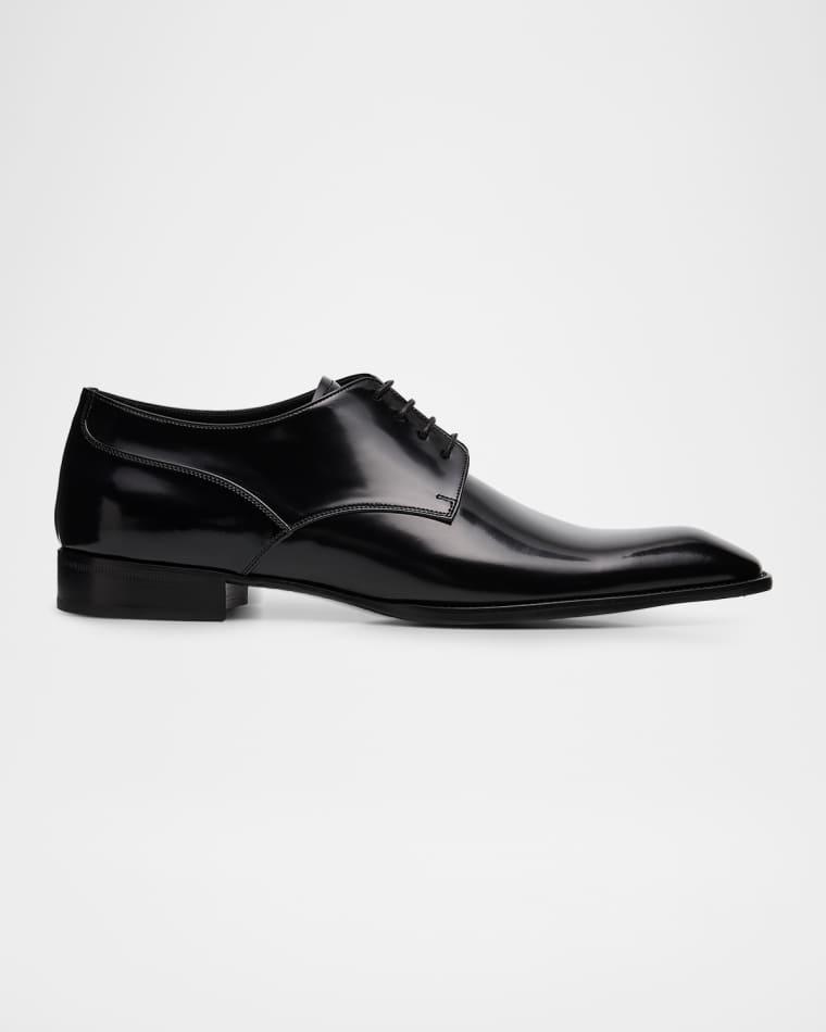 Men's Stanton Glazed Leather Derby Shoes by SAINT LAURENT