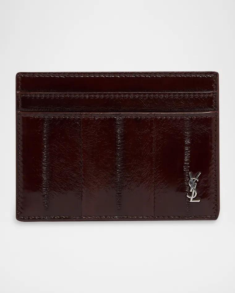 Men's Tiny Cassandre Leather Card Case by SAINT LAURENT
