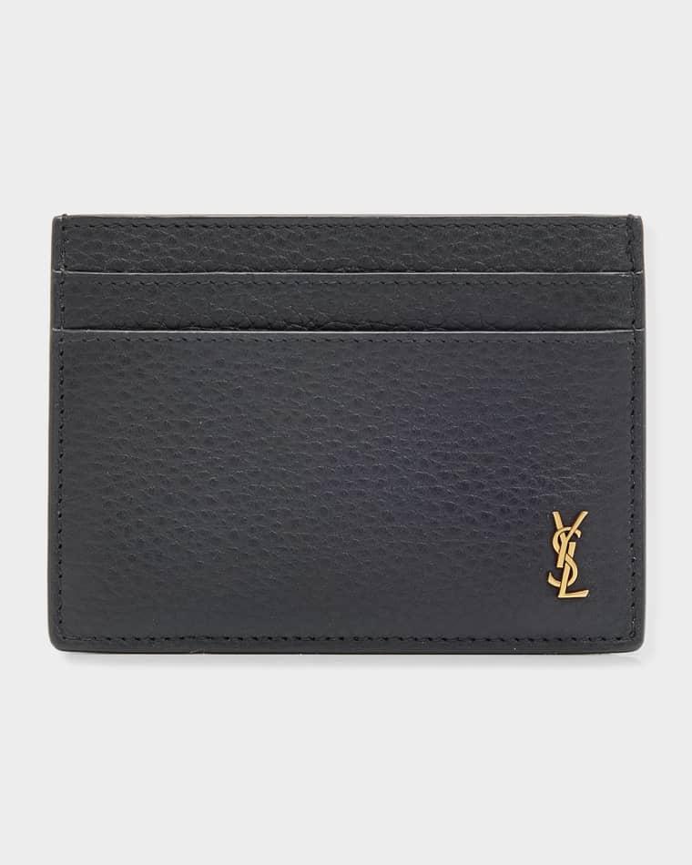 Men's Tiny Cassandre YSL Card Holder in Grained Leather by SAINT LAURENT