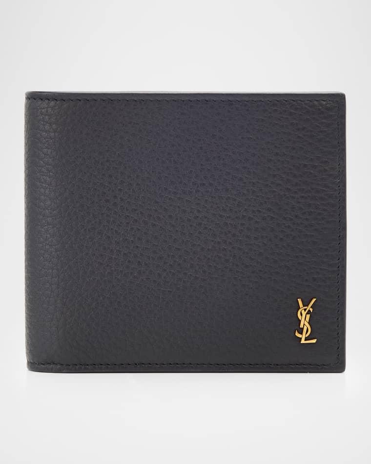 Men's Tiny Cassandre YSL East/West Wallet in Grained Leather by SAINT LAURENT