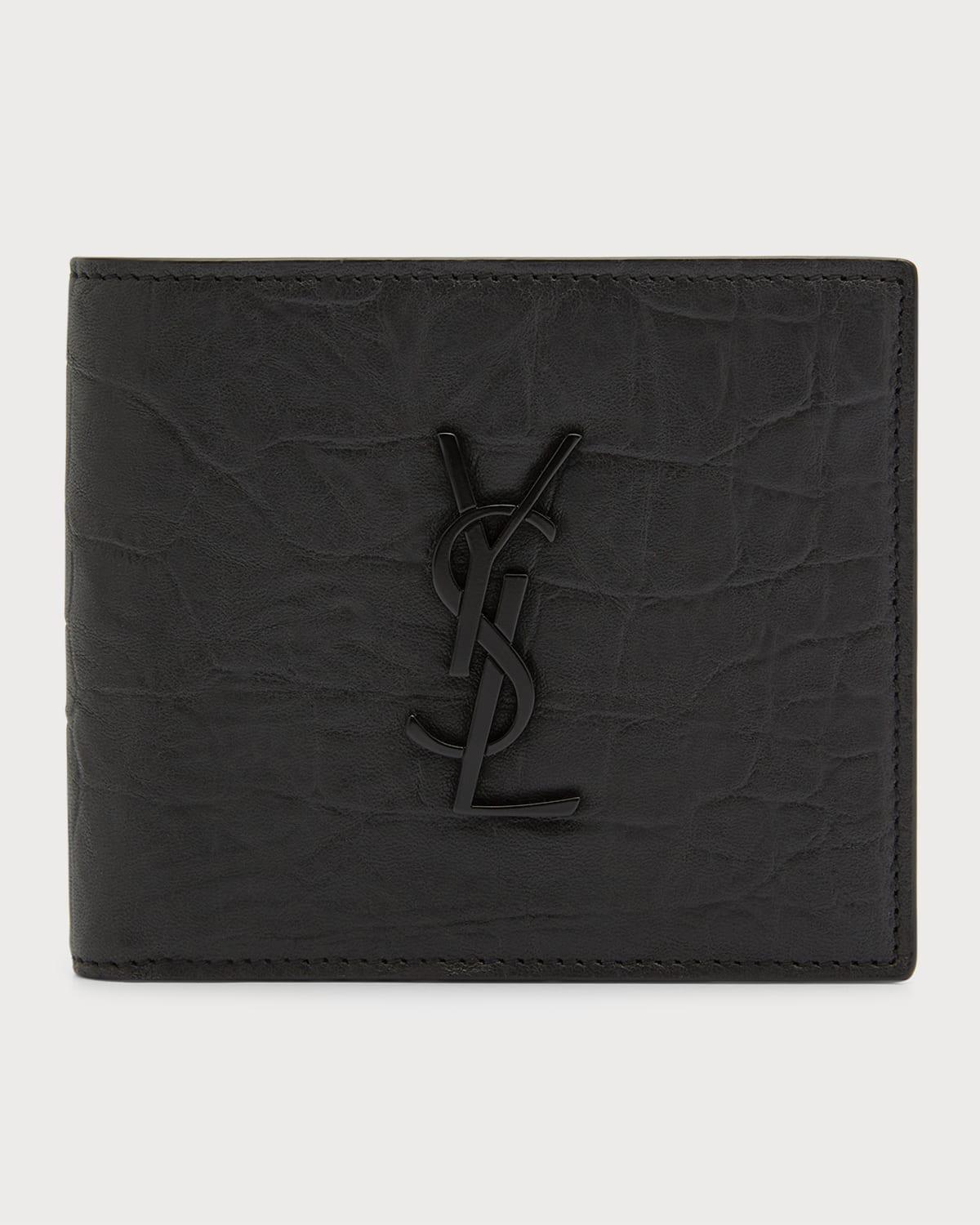 Men's Tonal Monogram Leather Bifold Wallet by SAINT LAURENT