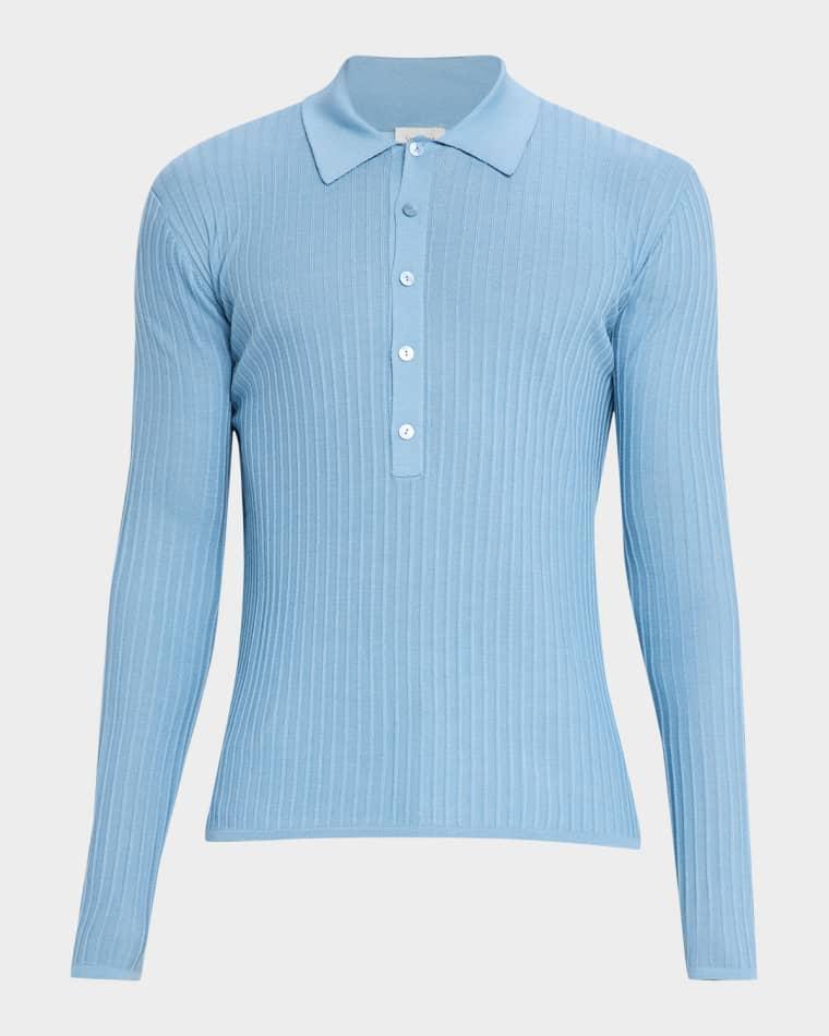 Men's Wool, Cashmere and Silk Ribbed Polo Sweater by SAINT LAURENT