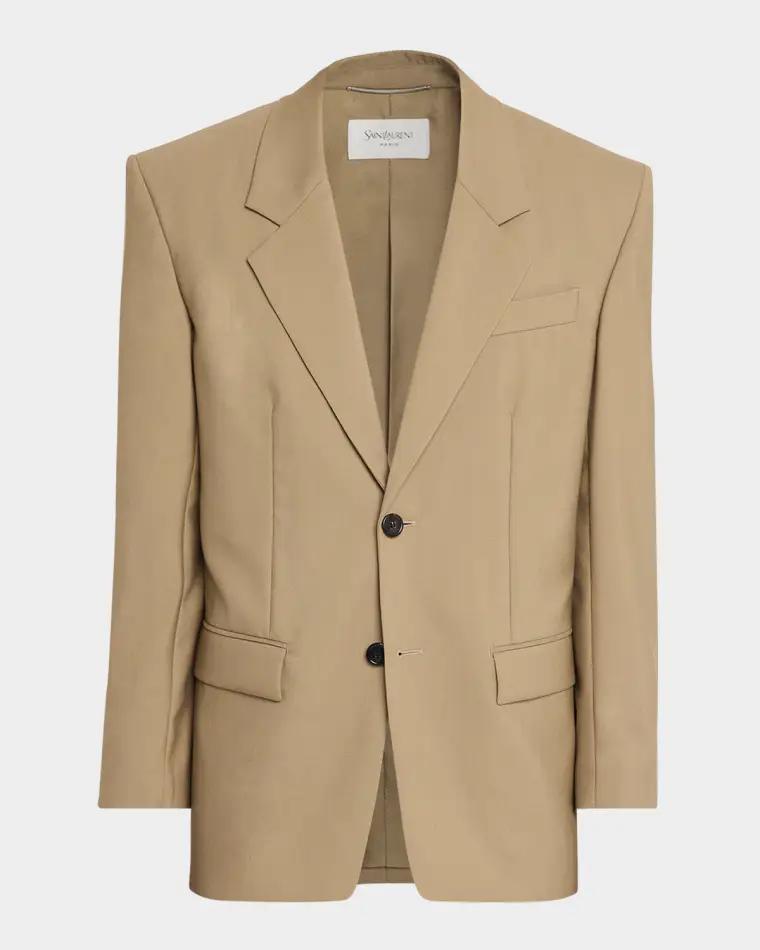 Men's Wool and Mohair Oversized Two-Button Blazer by SAINT LAURENT