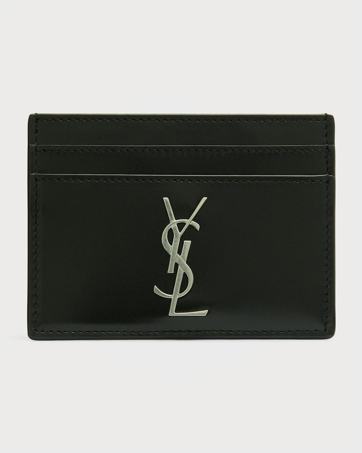Men's YSL Monogram Leather Card Case by SAINT LAURENT
