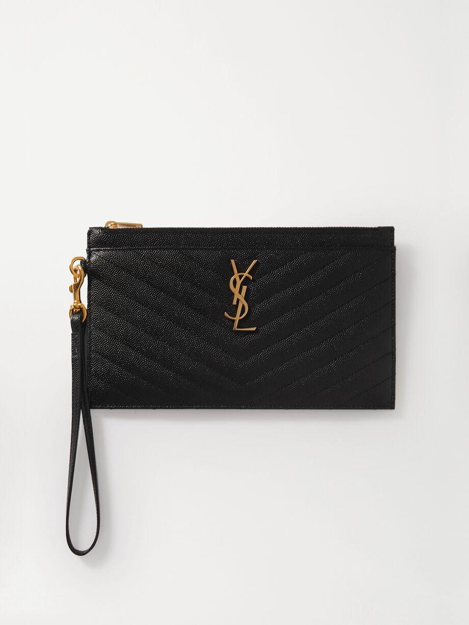 Monogramme quilted textured-leather pouch by SAINT LAURENT