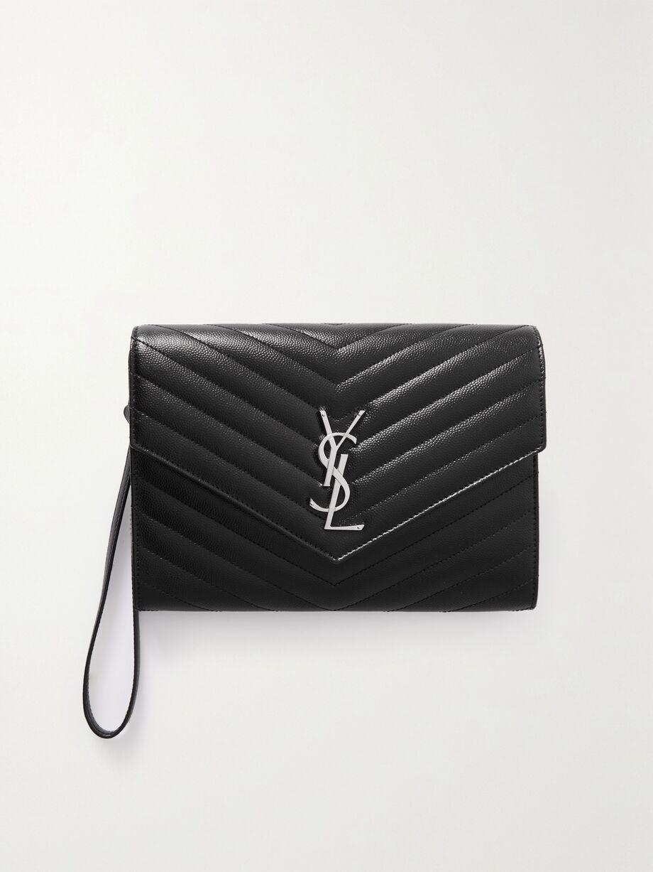 Monogramme quilted textured-leather pouch by SAINT LAURENT