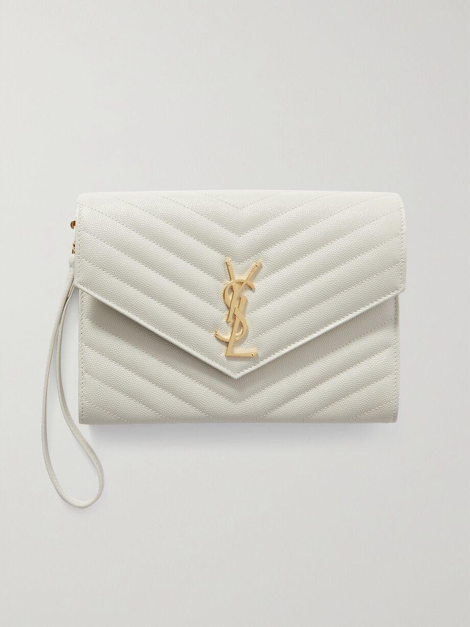 Monogramme quilted textured-leather pouch by SAINT LAURENT