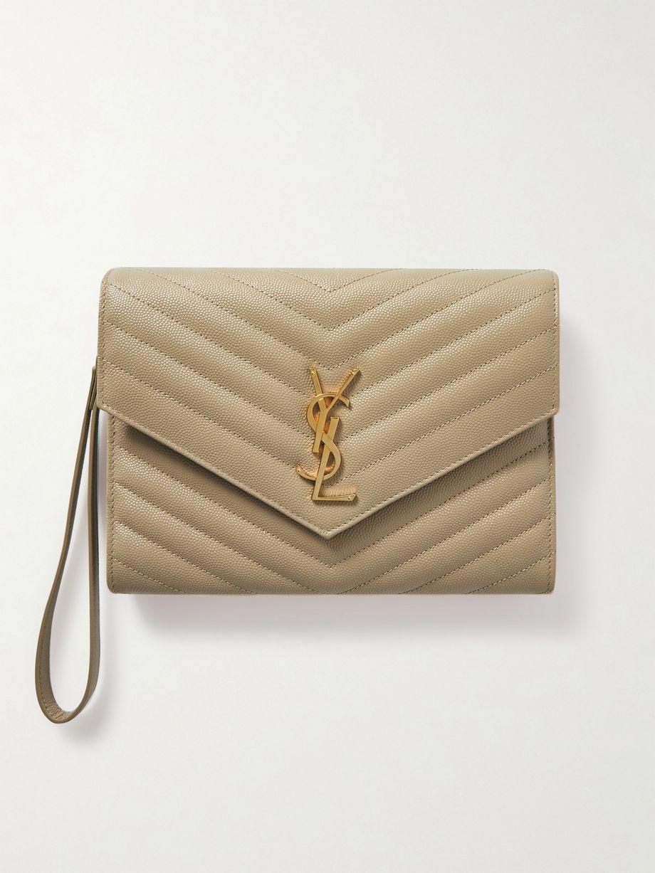 Monogramme quilted textured-leather pouch by SAINT LAURENT