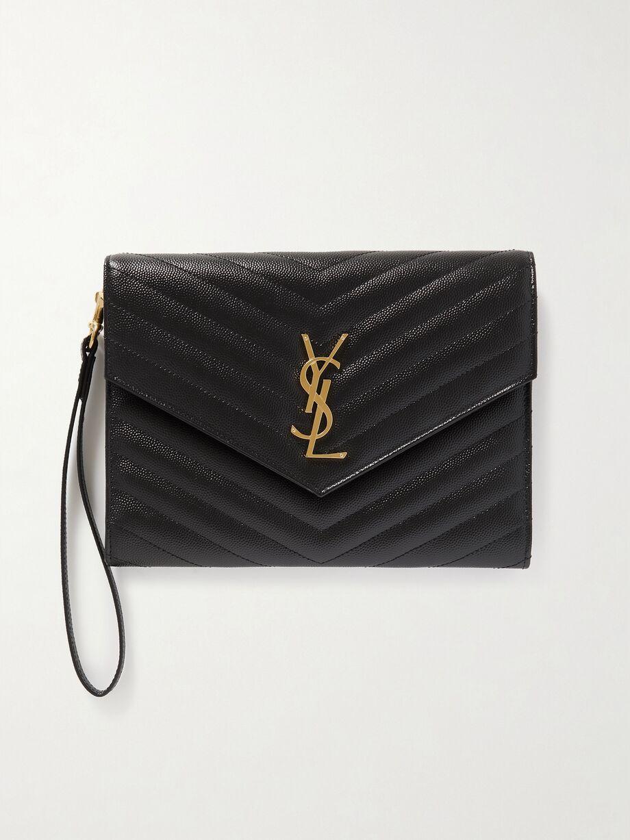 Monogramme quilted textured-leather pouch by SAINT LAURENT