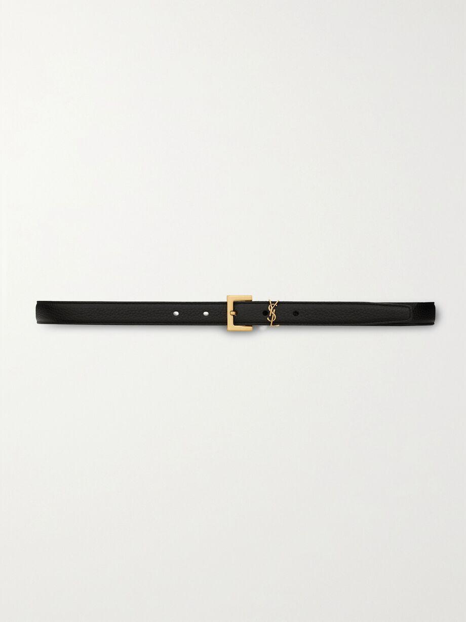 Monogramme textured-leather belt by SAINT LAURENT