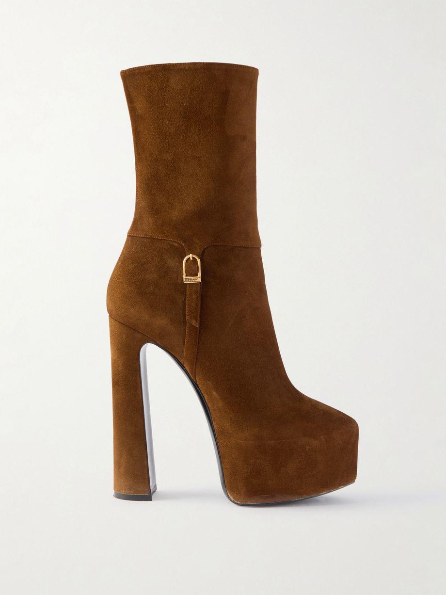 Nico buckled suede platform boots by SAINT LAURENT